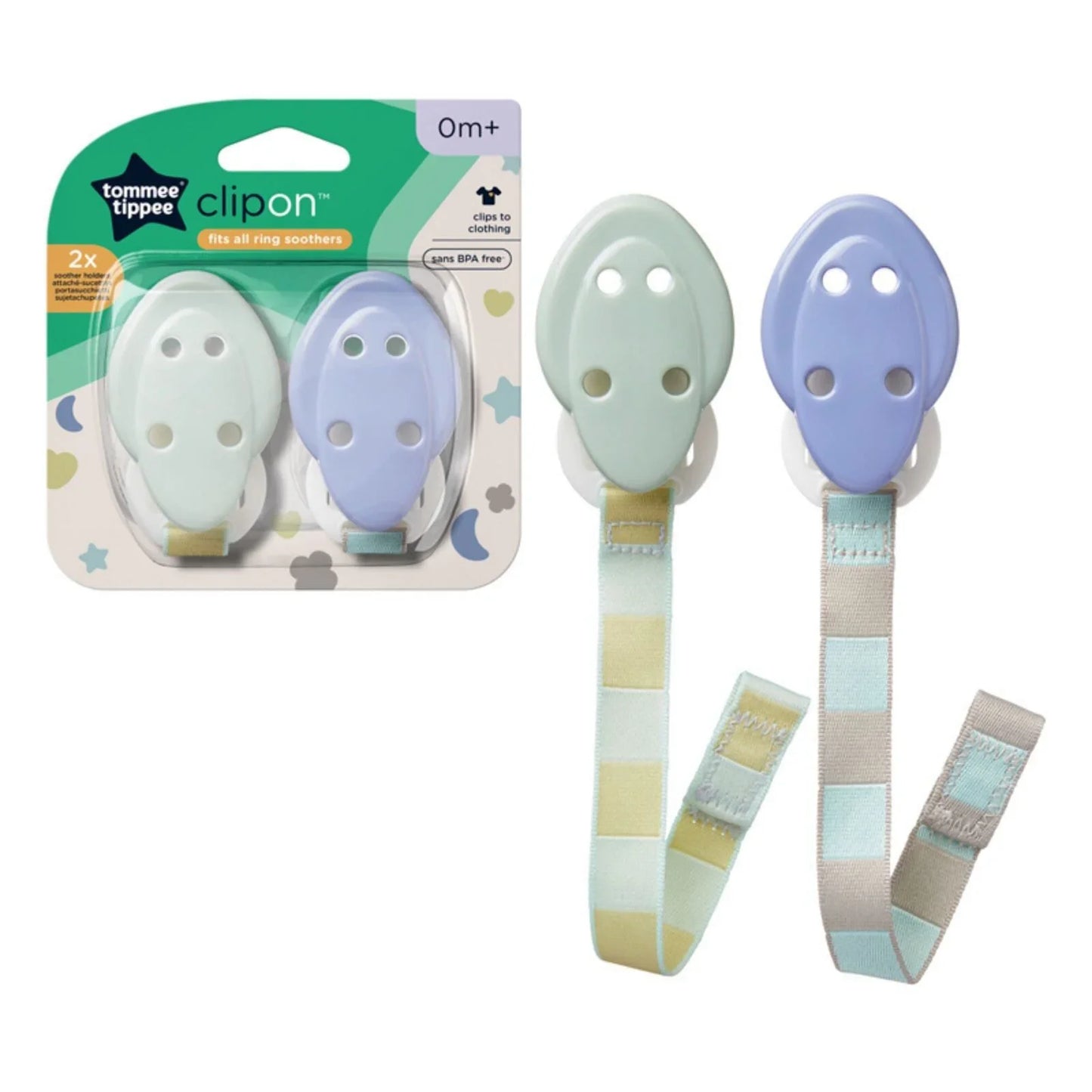 Tommee Tippee Soother Strap 0+ months Pack of 2