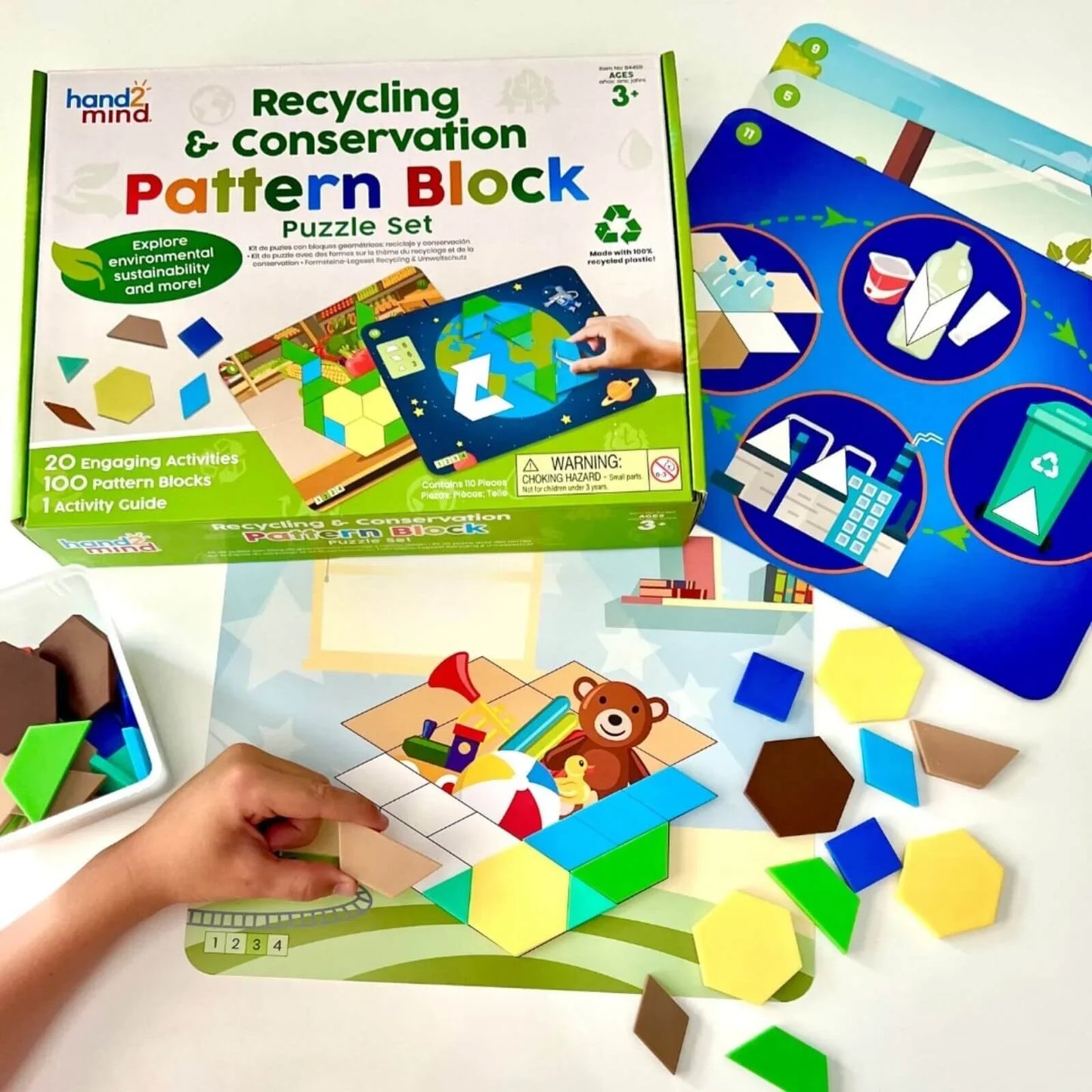 hand2Mind Recycling & Conservation Pattern Block Puzzle Set