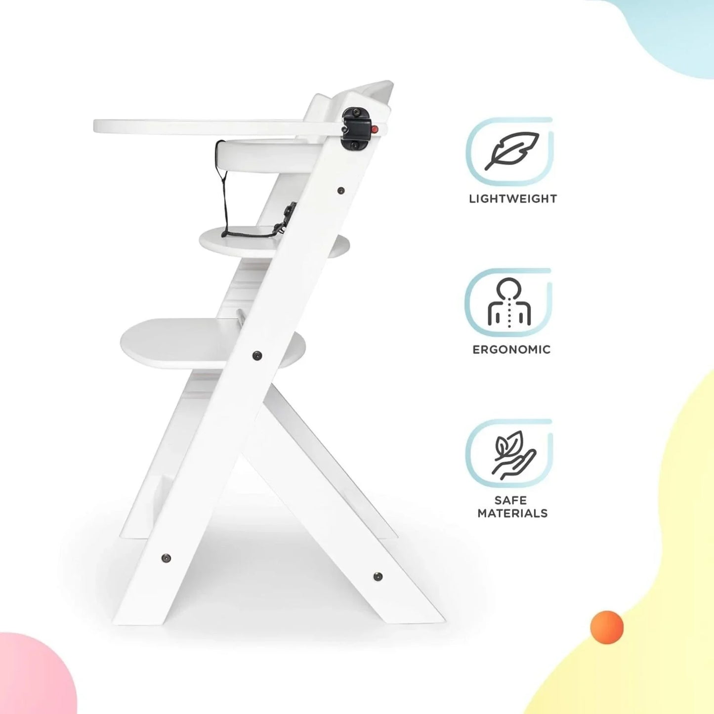 Kinderkraft Enock Wooden Highchair - White