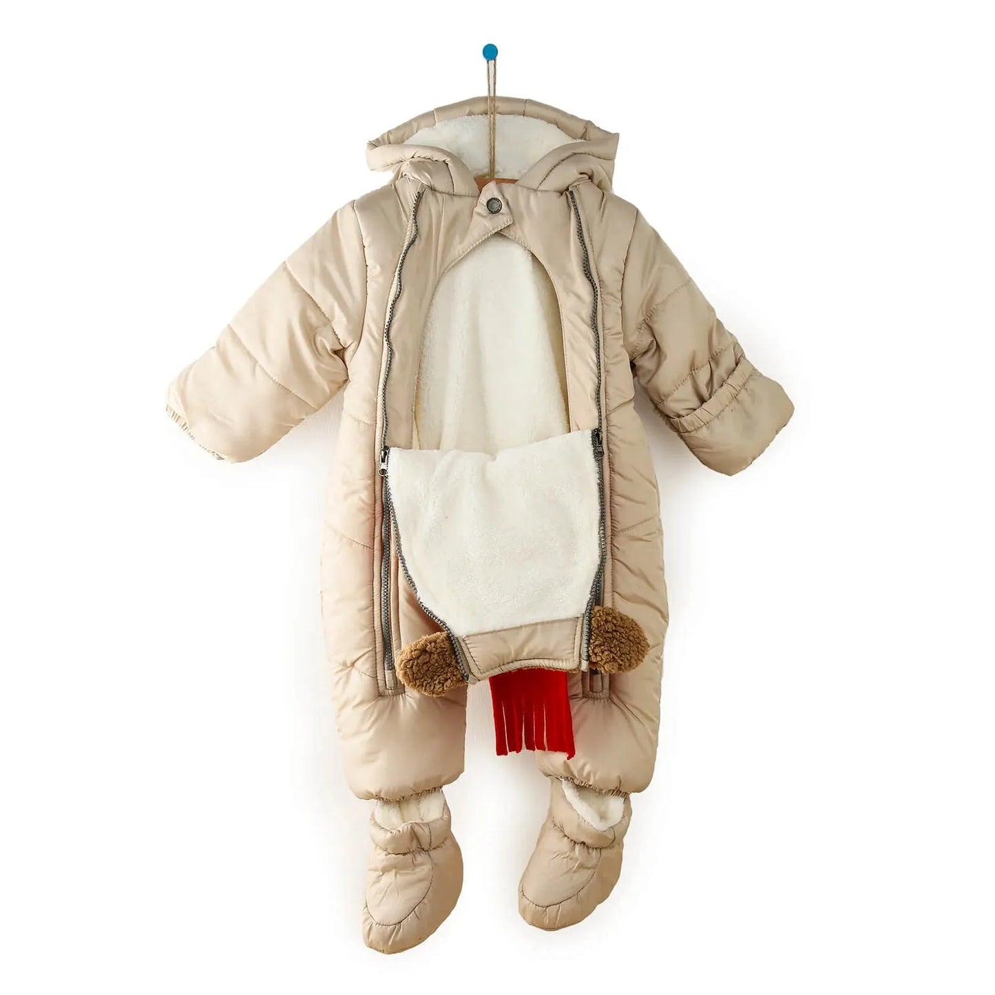 Midimod Baby Boy Snowsuit with Double Zip - Beige