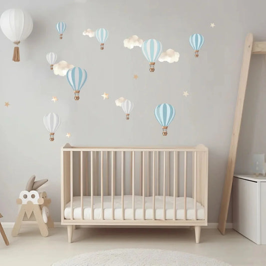 Live Vida Hot Air Balloons Wall Stickers A5 - Blue & Grey