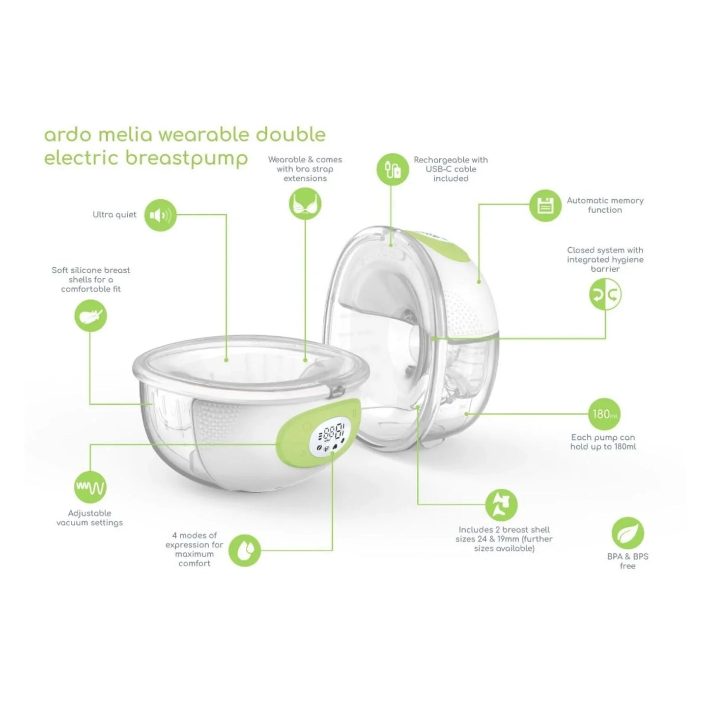 Outlet - Ardo Melia Wearable Double Electric Breast Pump
