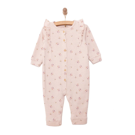 Cassiope Newborn Mini Flowers Jumpsuit - Salmon