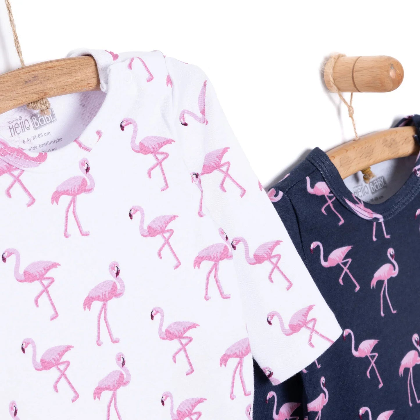 HelloBaby Girl Flamingo Printed 2-Pack Long Sleeve Body - Navy Blue