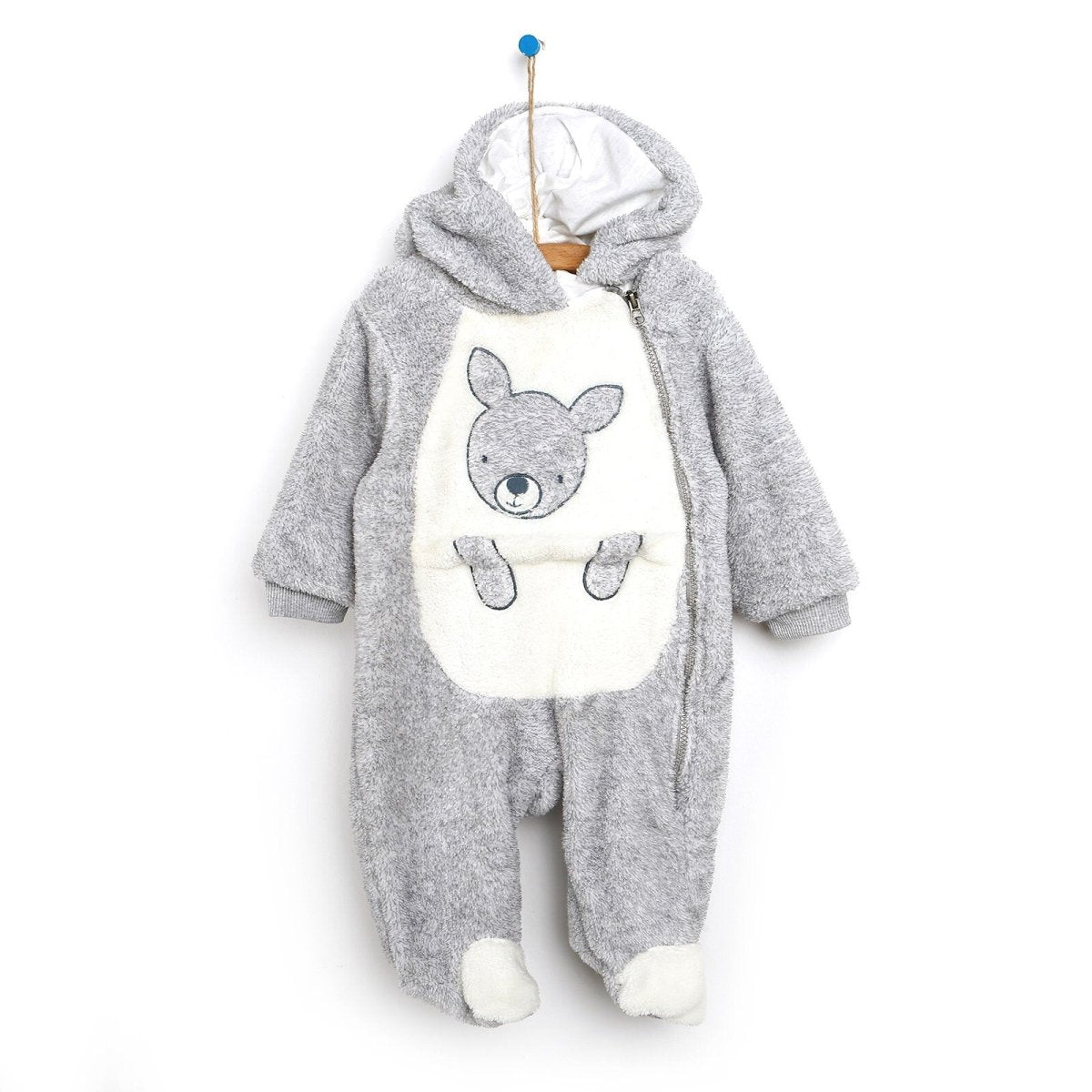 Midimod Newborn Welsoft Kangaroo Footed Jumpsuit - Grey