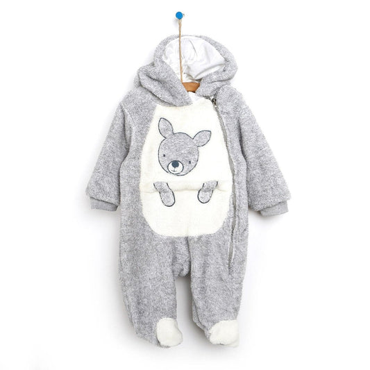 Midimod Newborn Welsoft Kangaroo Footed Jumpsuit - Grey