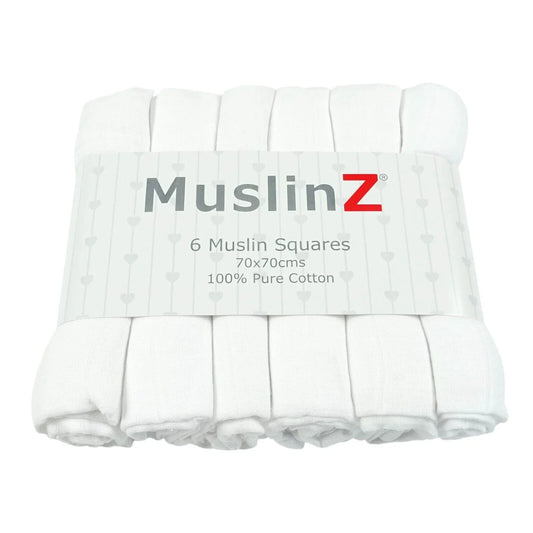 MuslinZ 6 Pack Muslin Squares 70x70cm - White