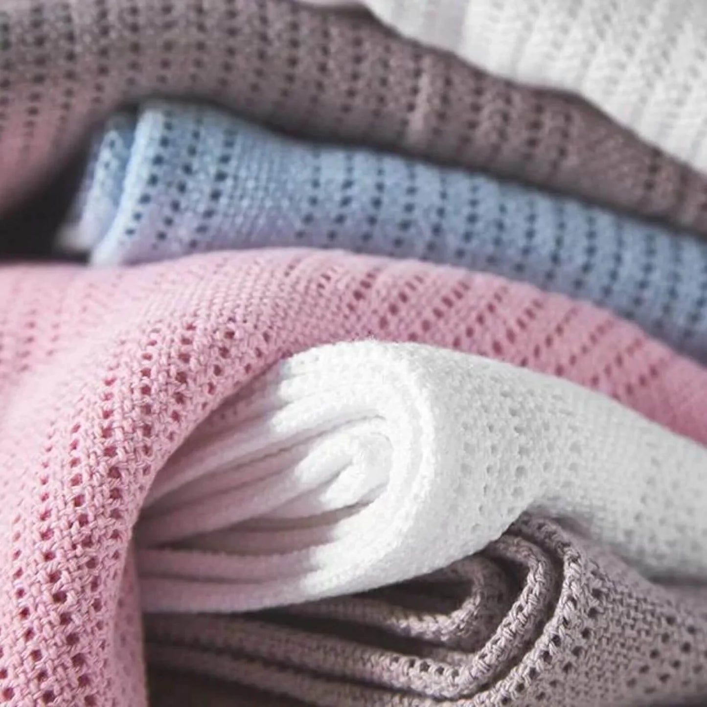 Bloomsbury Mill Organic Cotton Cellular Blankets Newborn Gift Set 2 pcs - Blue