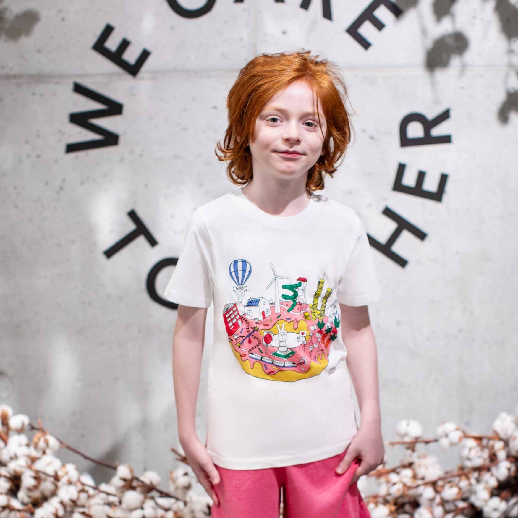 Infographics T-shirt with Printed Donut for Kids-2