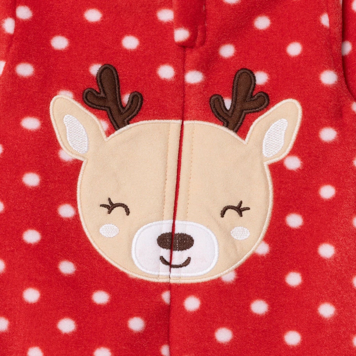 HelloBaby My First Christmas Newborn Girl Polar Footed Jumpsuit - Red Printed