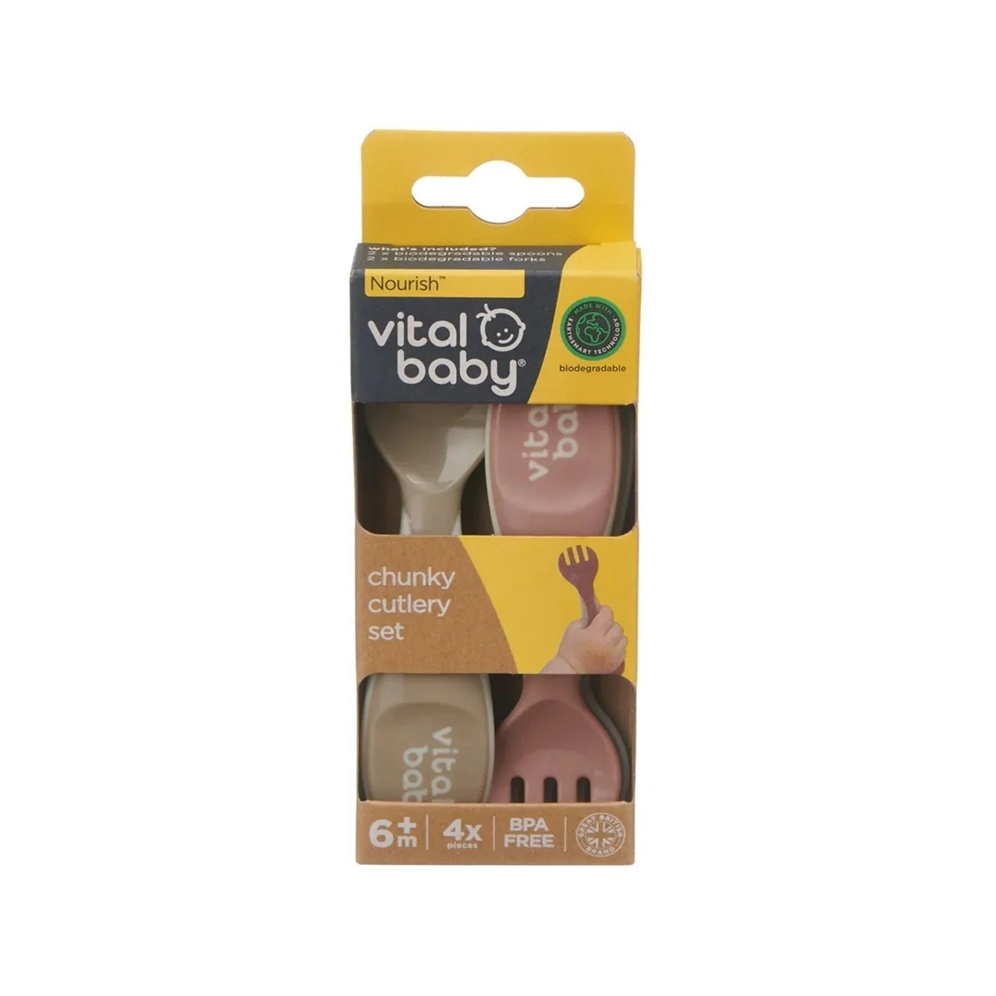 Vital Baby Nourish Chunky Cutlery Natural Pack of 4