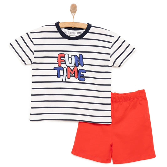HelloBaby Motto Boy Boy Tshirt-Short - Ecru