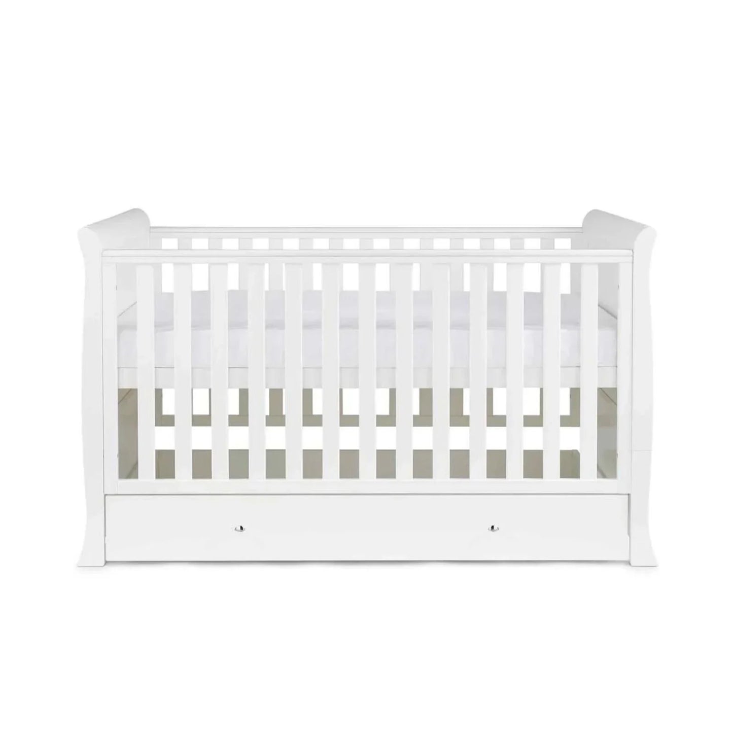 Ickle Bubba Snowdon Classic Cot Bed White - Premium Sprung Mattress
