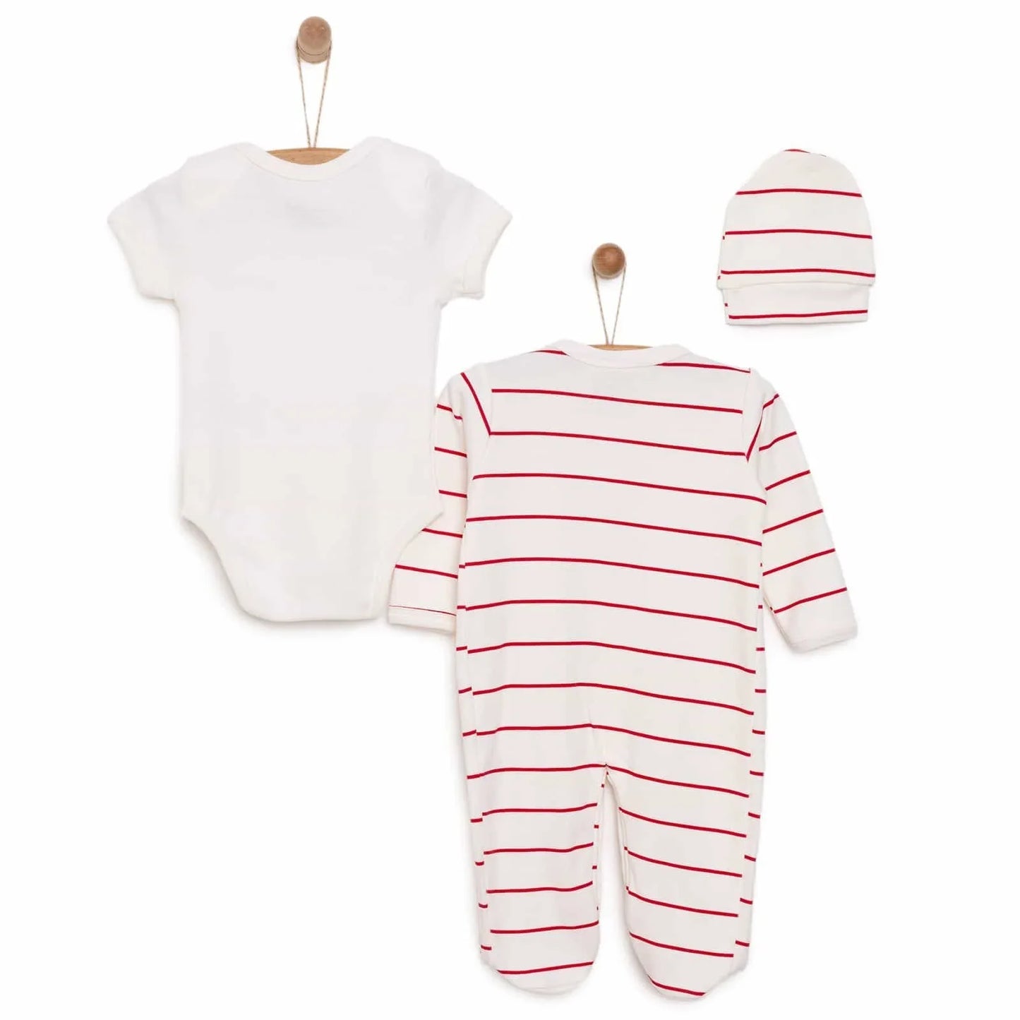 HelloBaby Boy Jumpsuit-Hat-Top - Ecru