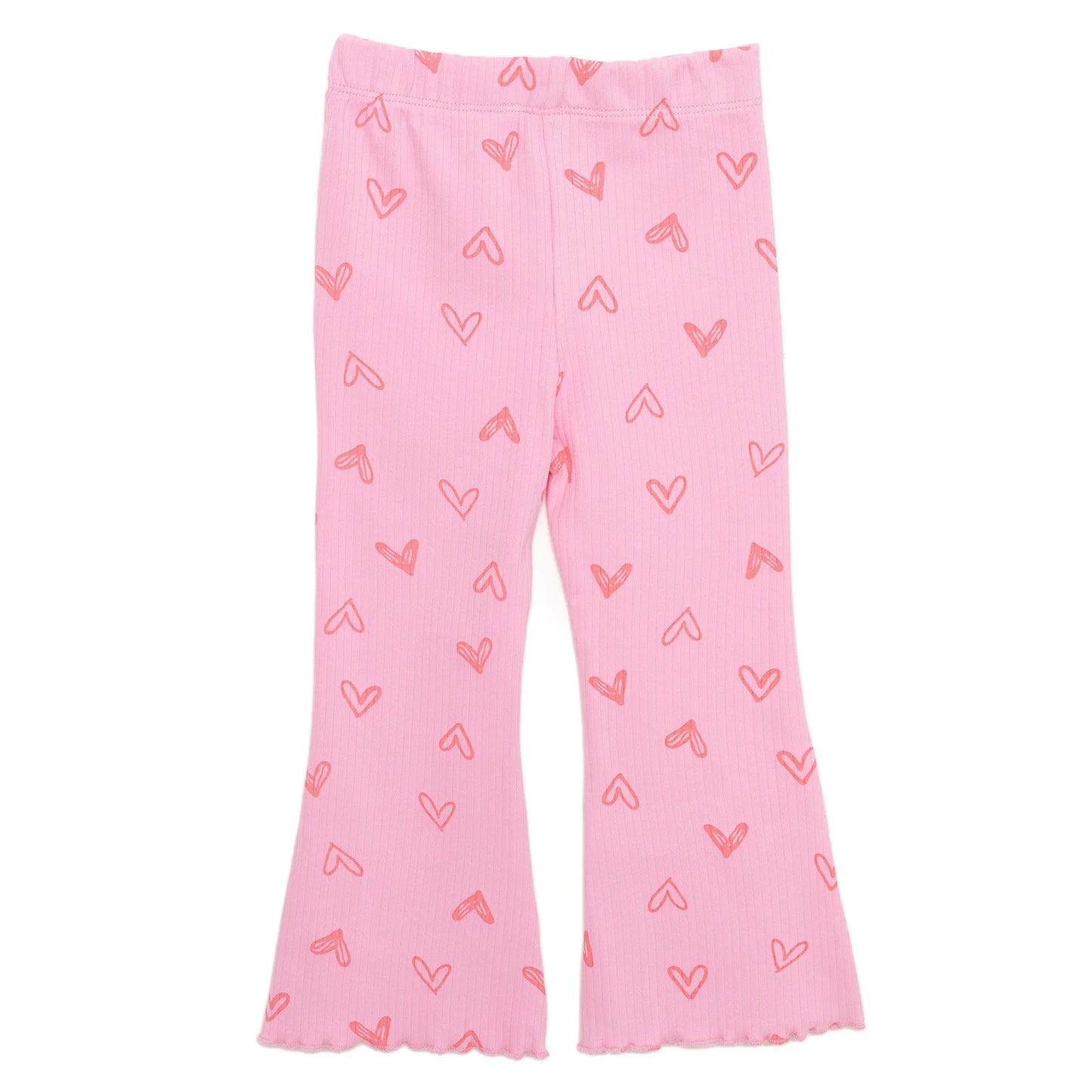 HelloBaby Girl Heart Patterned Flare Leggings - Pink