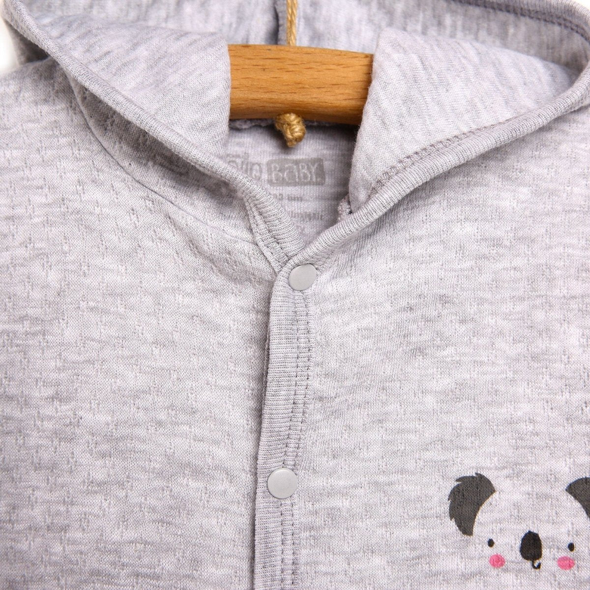 HelloBaby Basic Baby Boy Quilted Hooded - Grey Melange
