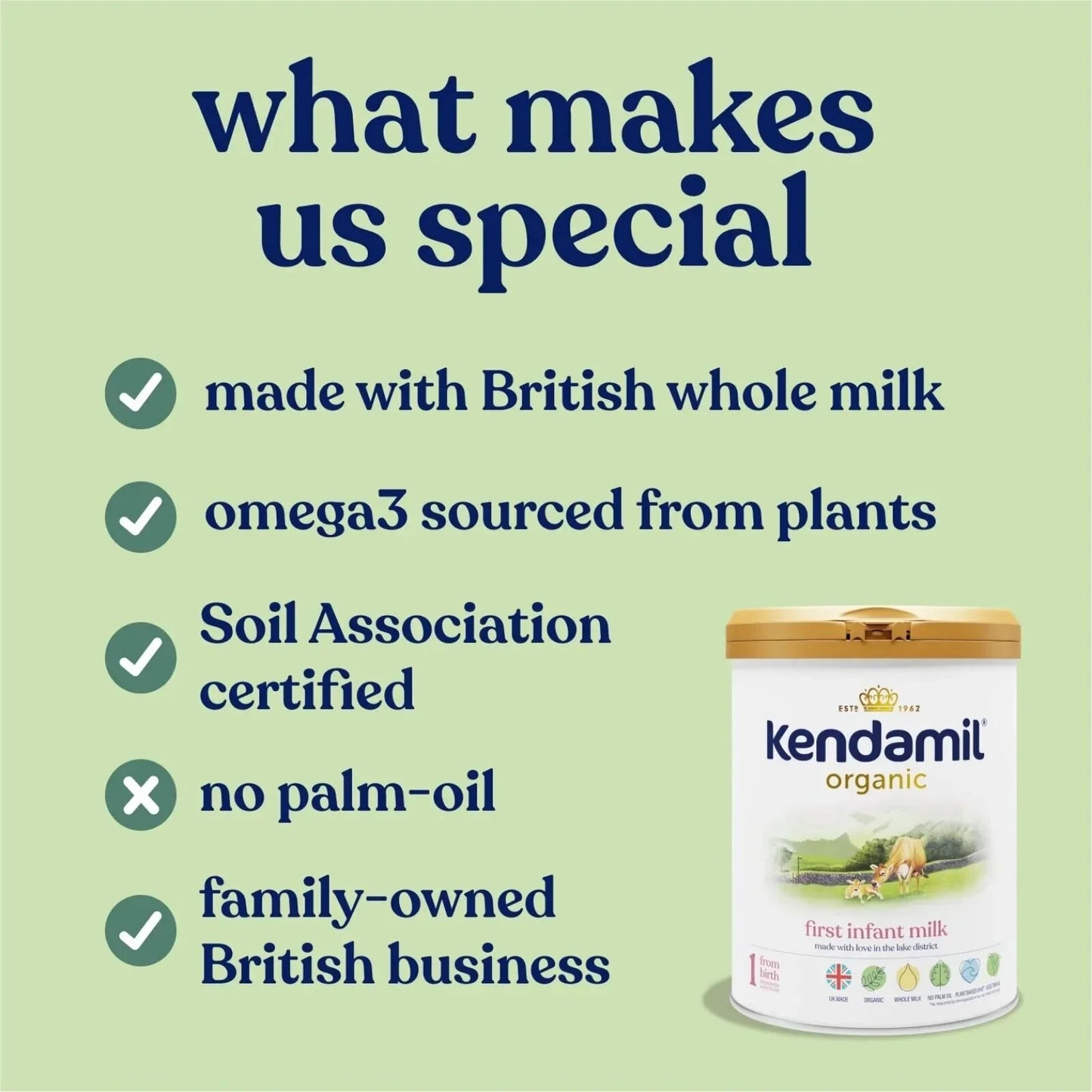 Kendamil Stage 1 Organic First Infant Milk Formula from Birth 800g