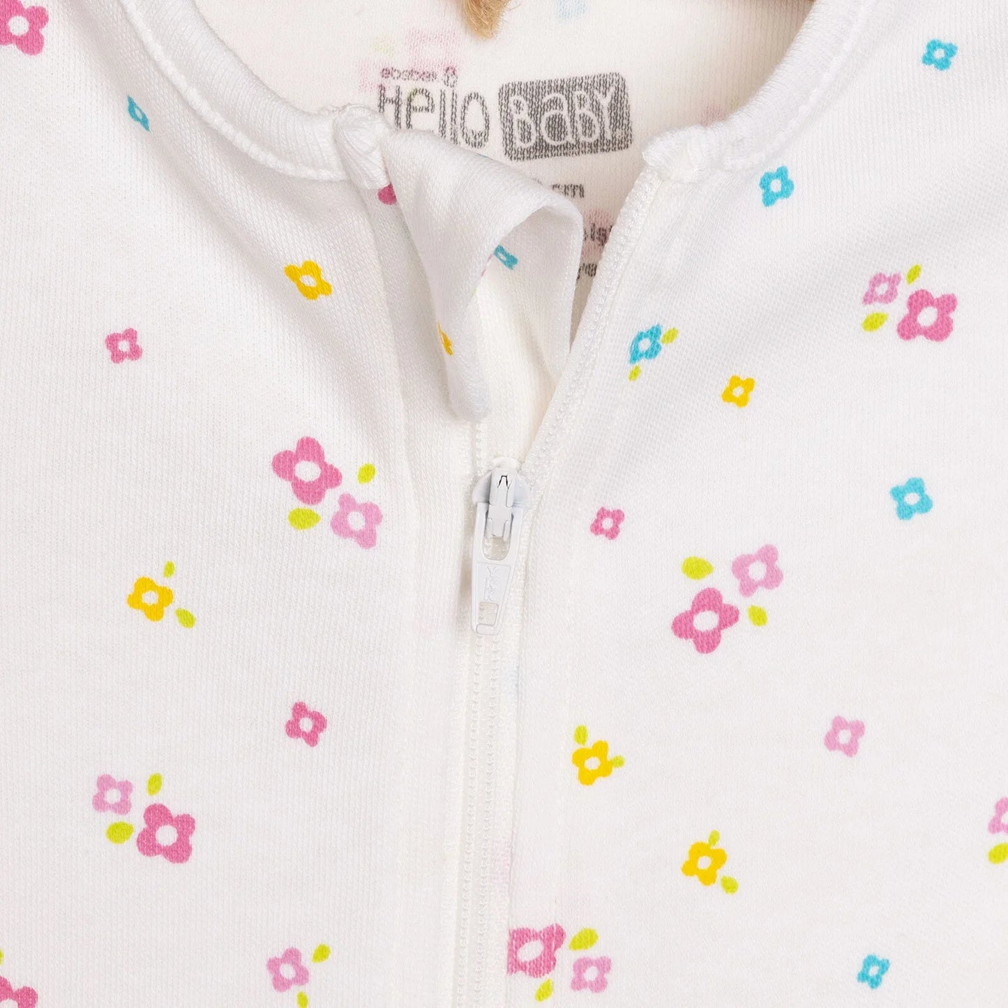 HelloBaby Newborn Girl Footed Jumpsuit - Ecru