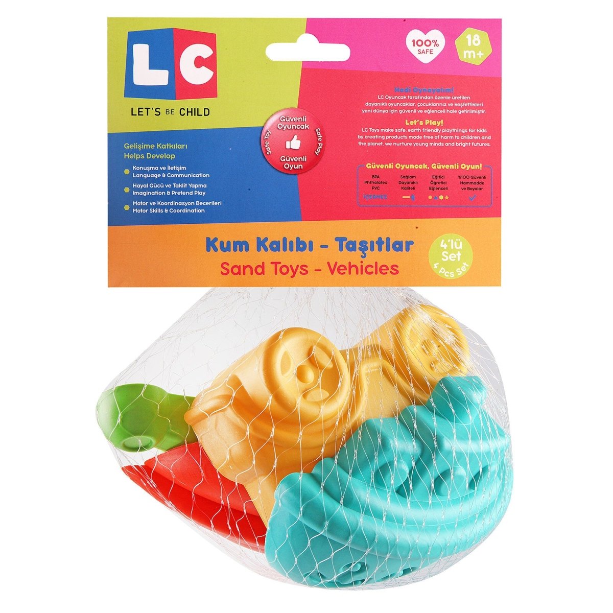 Let's Be Child Sand Mold - Vehicles 4 pcs Assorted