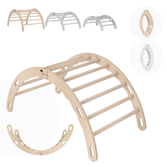 MAMOI® Indoor climbing frame for toddlers, Wooden baby gym, Play gym rocker toys made of wood for toddler, Rockers montessori climbing frame age 1-3-0