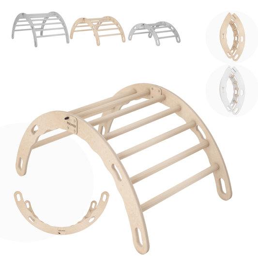 MAMOI® Indoor climbing frame for toddlers, Wooden baby gym, Play gym rocker toys made of wood for toddler, Rockers montessori climbing frame age 1-3-0
