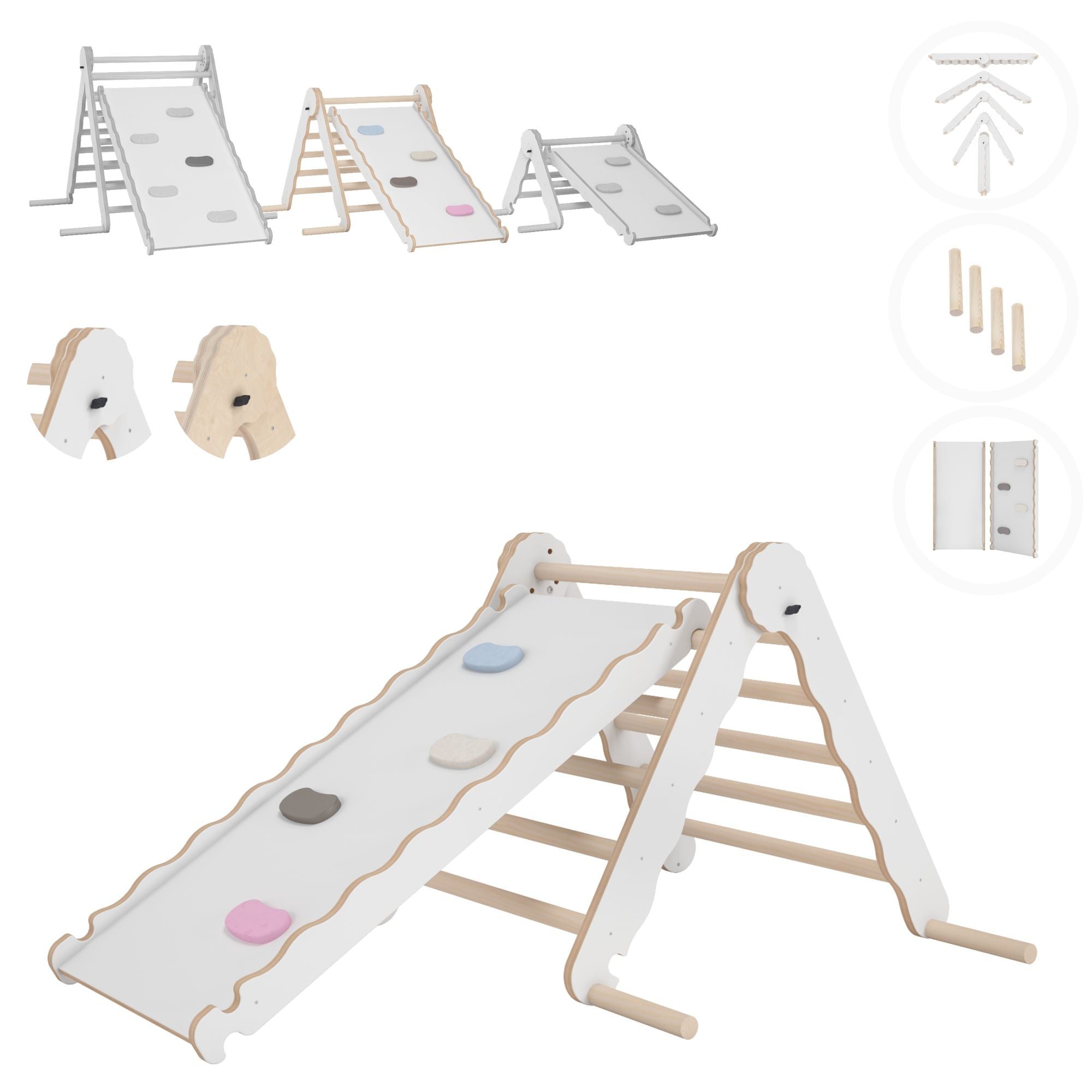 MAMOI® Indoor climbing triangle with slide for kids, Baby climbing frame, Wooden toddler gym for children outside and outdoor, Frames and slides, montessori toys for toddlers age 1-3-0