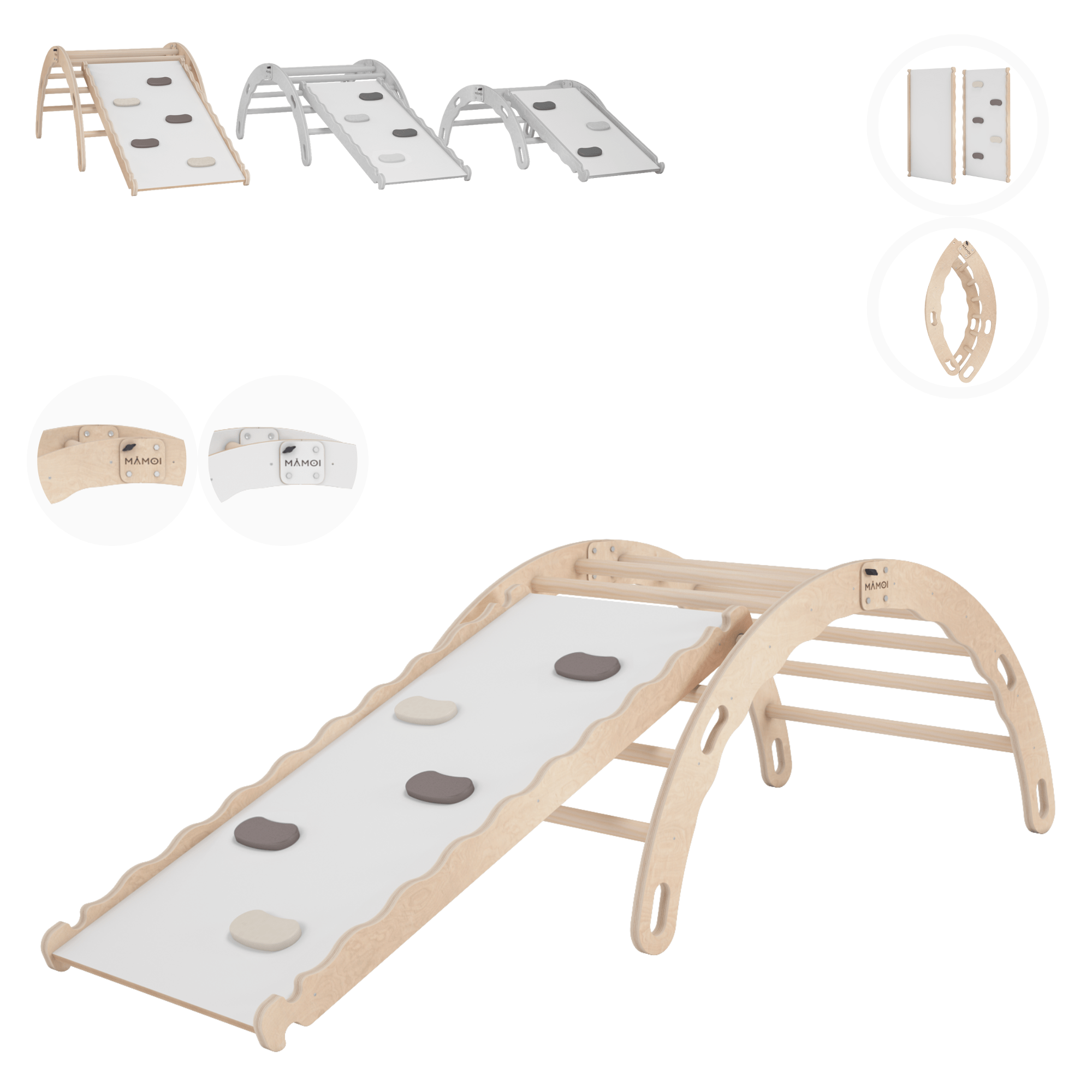 MAMOI® Indoor climbing frame for toddlers, Wooden baby gym with slide, Play gym rocker toys made of wood for toddler, Rockers montessori climbing frame age 1-3-0