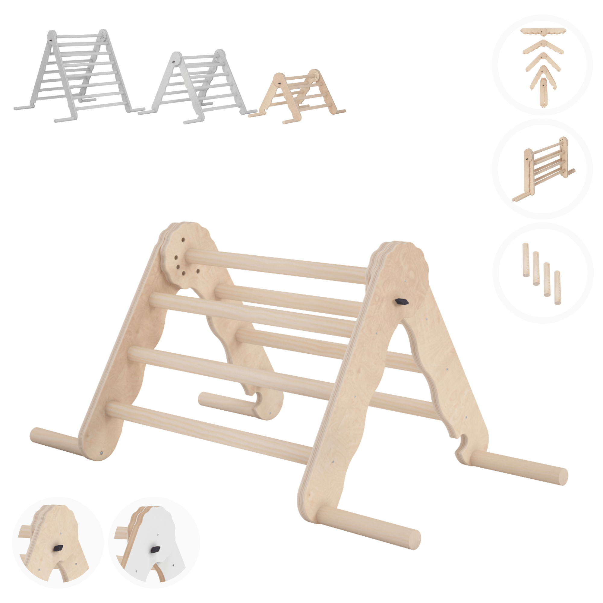 MAMOI® Indoor climbing triangle for kids, Baby climbing frame, Wooden toddler gym for children outside and outdoor, Frames montessori toys for toddlers age 1-3-0