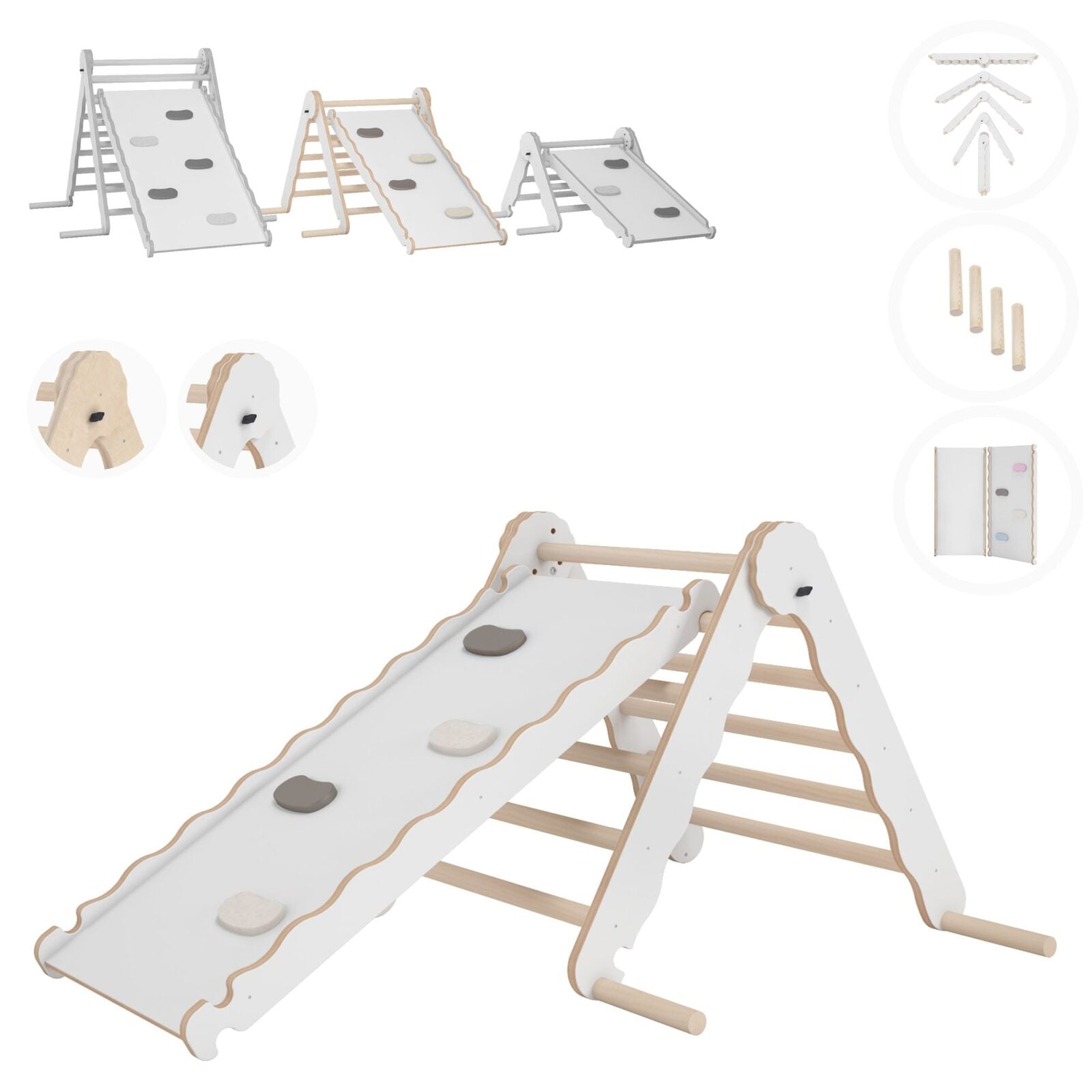 MAMOI® Indoor climbing triangle with slide for kids, Baby climbing frame, Wooden toddler gym for children outside and outdoor, Frames and slides, montessori toys for toddlers age 1-3-0