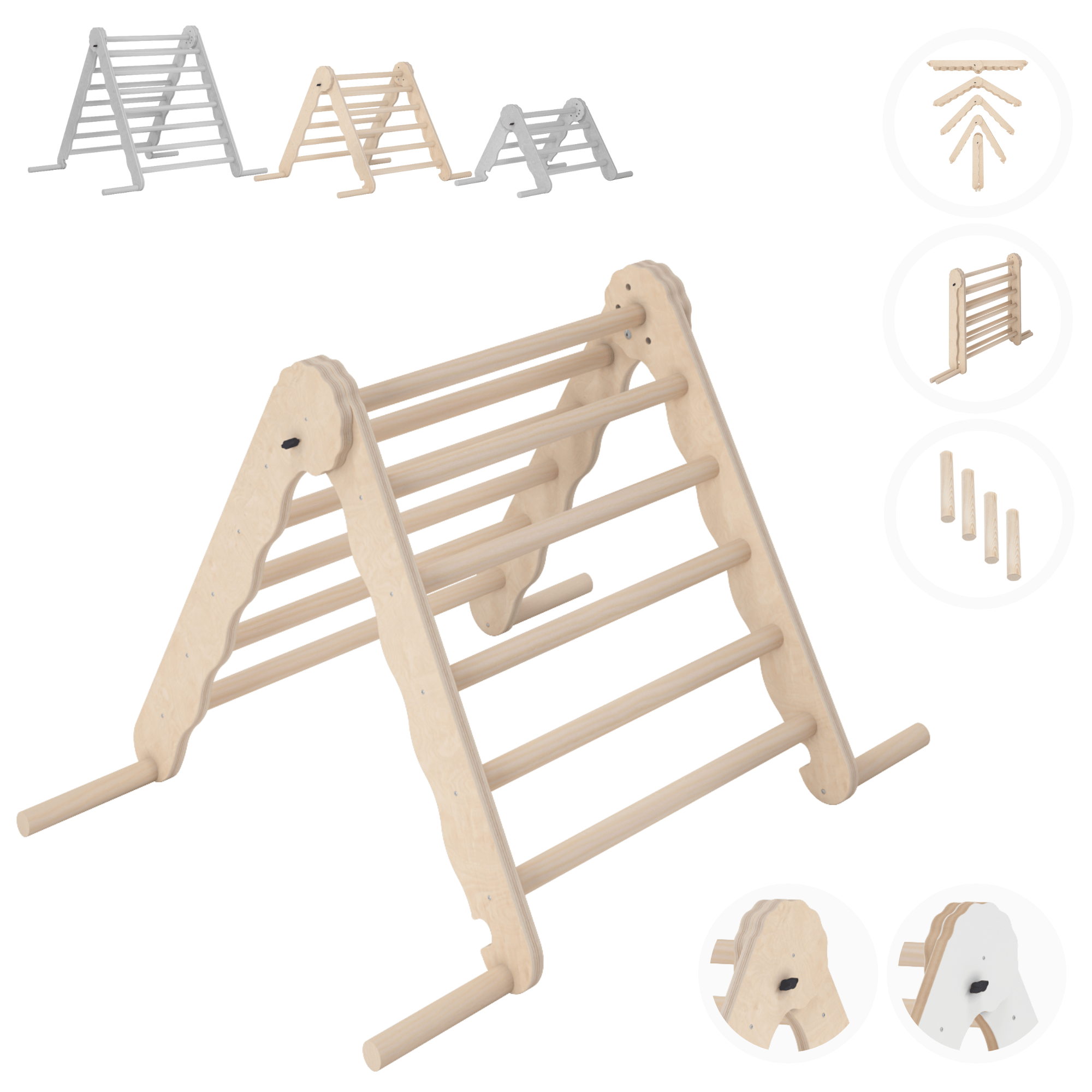 MAMOI® Indoor climbing triangle for kids, Baby climbing frame, Wooden toddler gym for children outside and outdoor, Frames montessori toys for toddlers age 1-3-0
