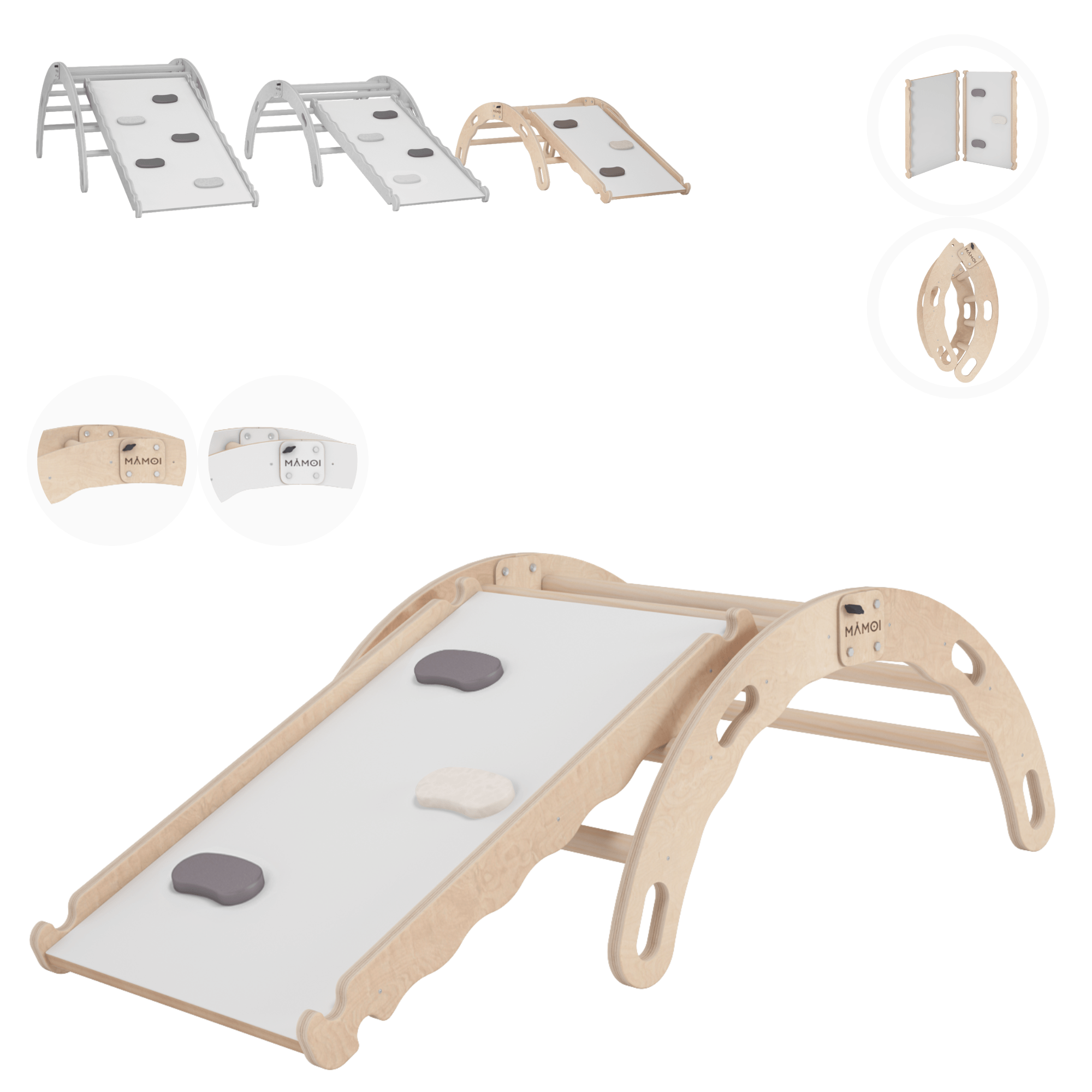 MAMOI® Indoor climbing frame for toddlers, Wooden baby gym with slide, Play gym rocker toys made of wood for toddler, Rockers montessori climbing frame age 1-3-0