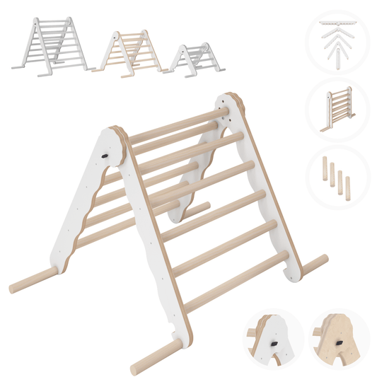 MAMOI® Modern climbing triangle | Kids climbing frame minimalist design | Yarnwood folding pikler triangle for baby 100% ECO | Made in EU-0