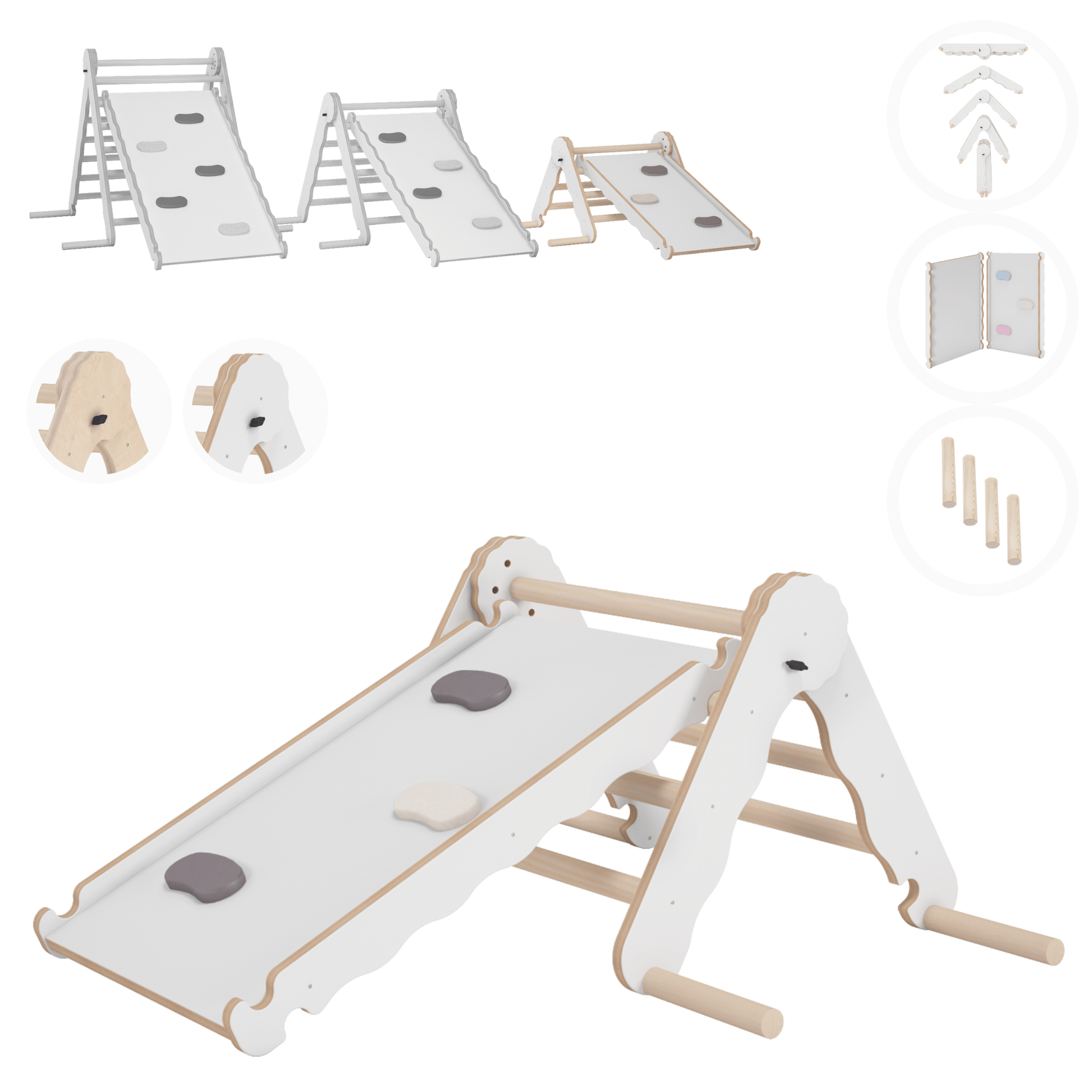MAMOI® Indoor climbing triangle with slide for kids, Baby climbing frame, Wooden toddler gym for children outside and outdoor, Frames and slides, montessori toys for toddlers age 1-3-0