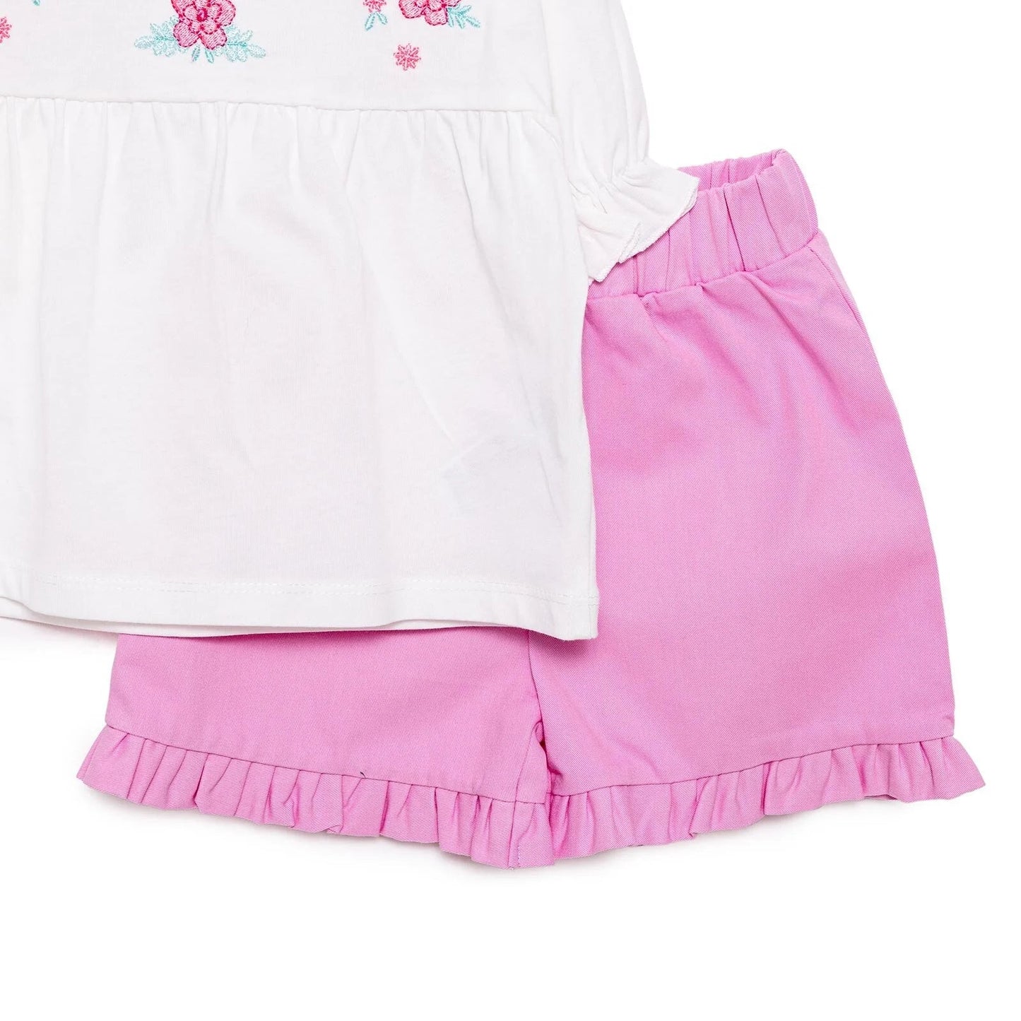 HelloBaby Little Blooms Girl T-shirt & Short - Ecru