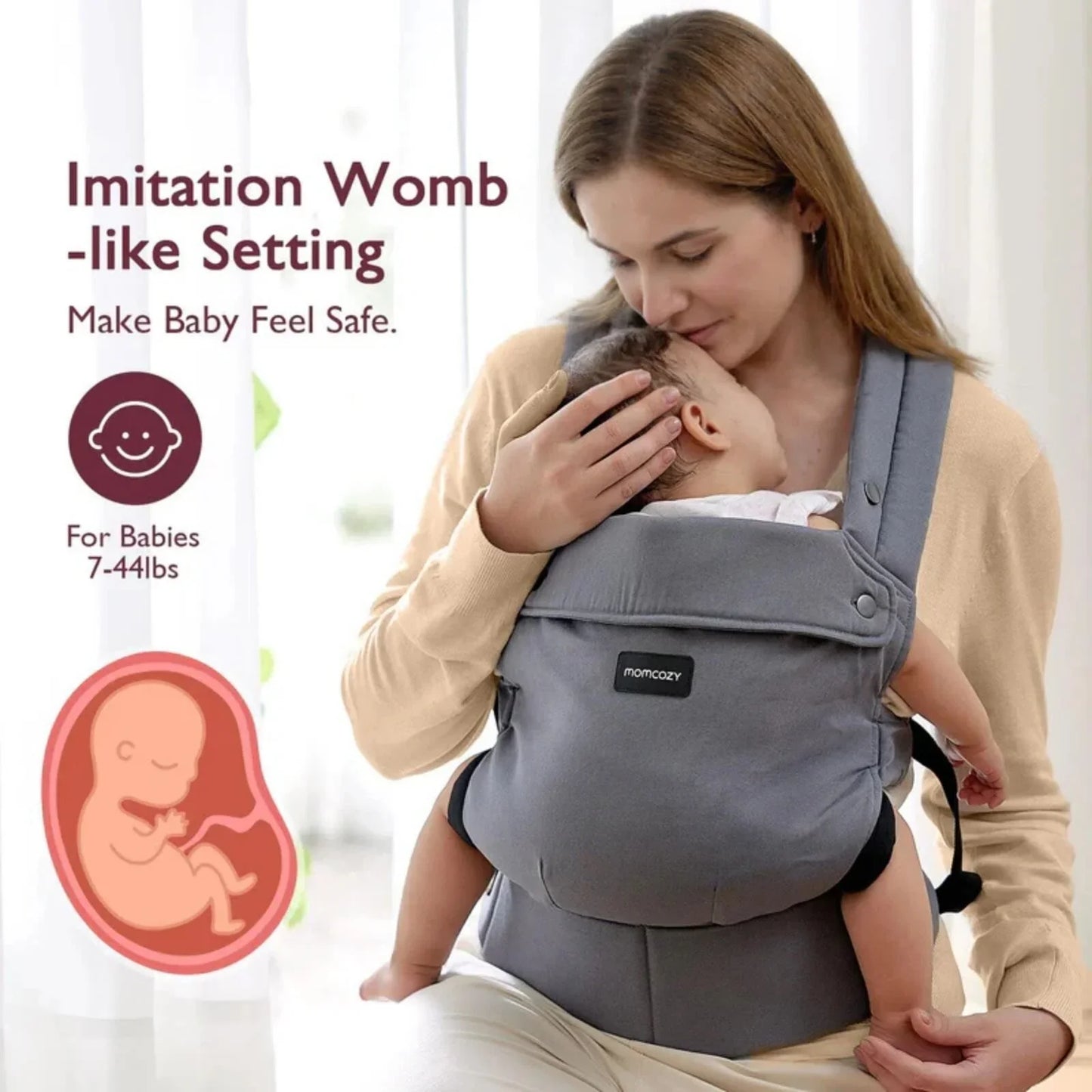 Momcozy Baby Carrier Newborn to Toddler Cotton - Grey
