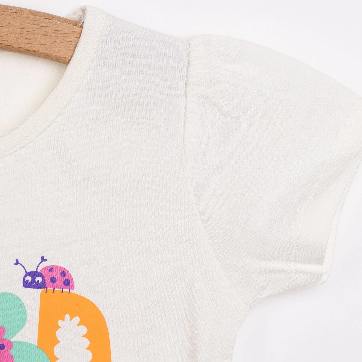 HelloBaby Basic Girl Text Patterned T-shirt - Ecru