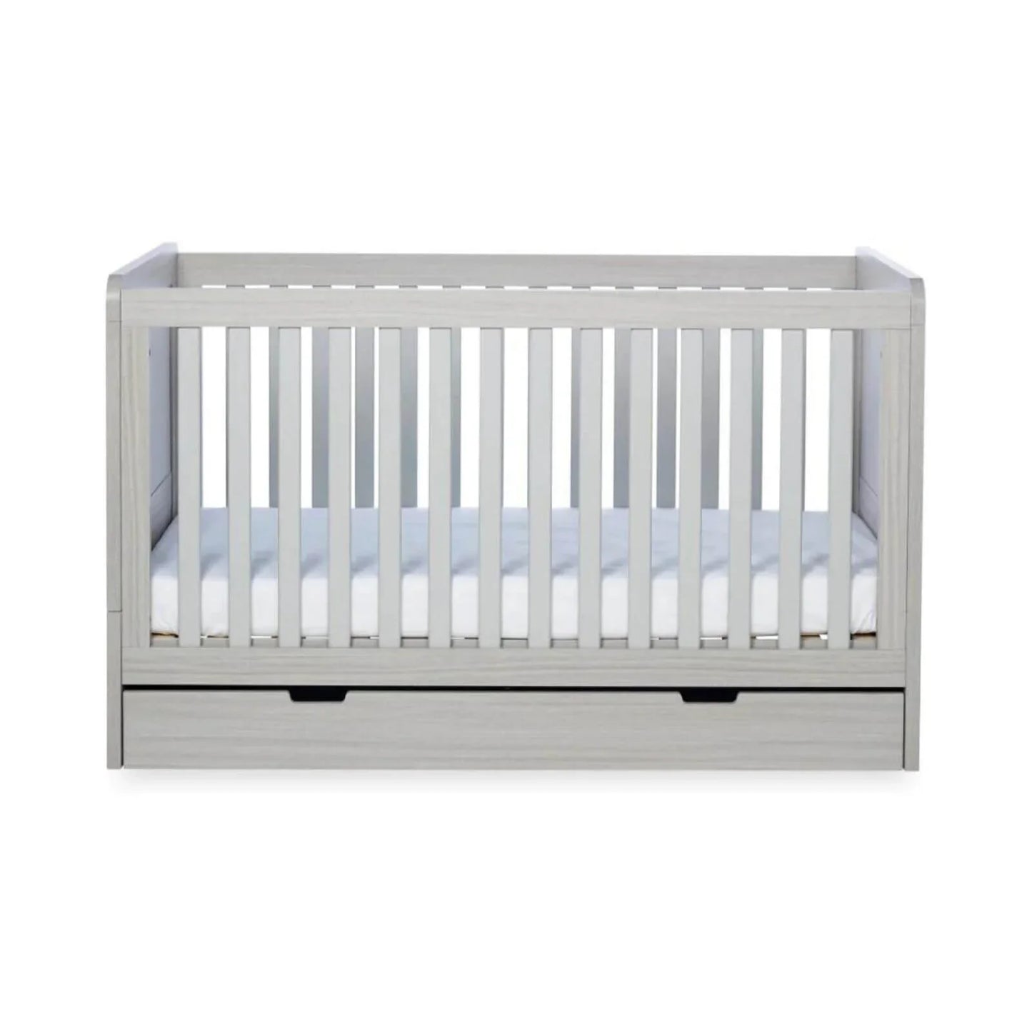 Ickle Bubba Pembrey Cot Bed & Under Drawer Ash Grey - Premium Pocket Sprung Mattress