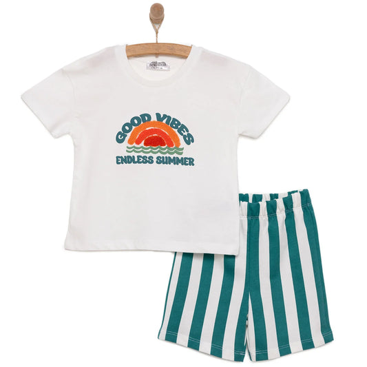 HelloBaby Motto Boy T-shirt & Short - White