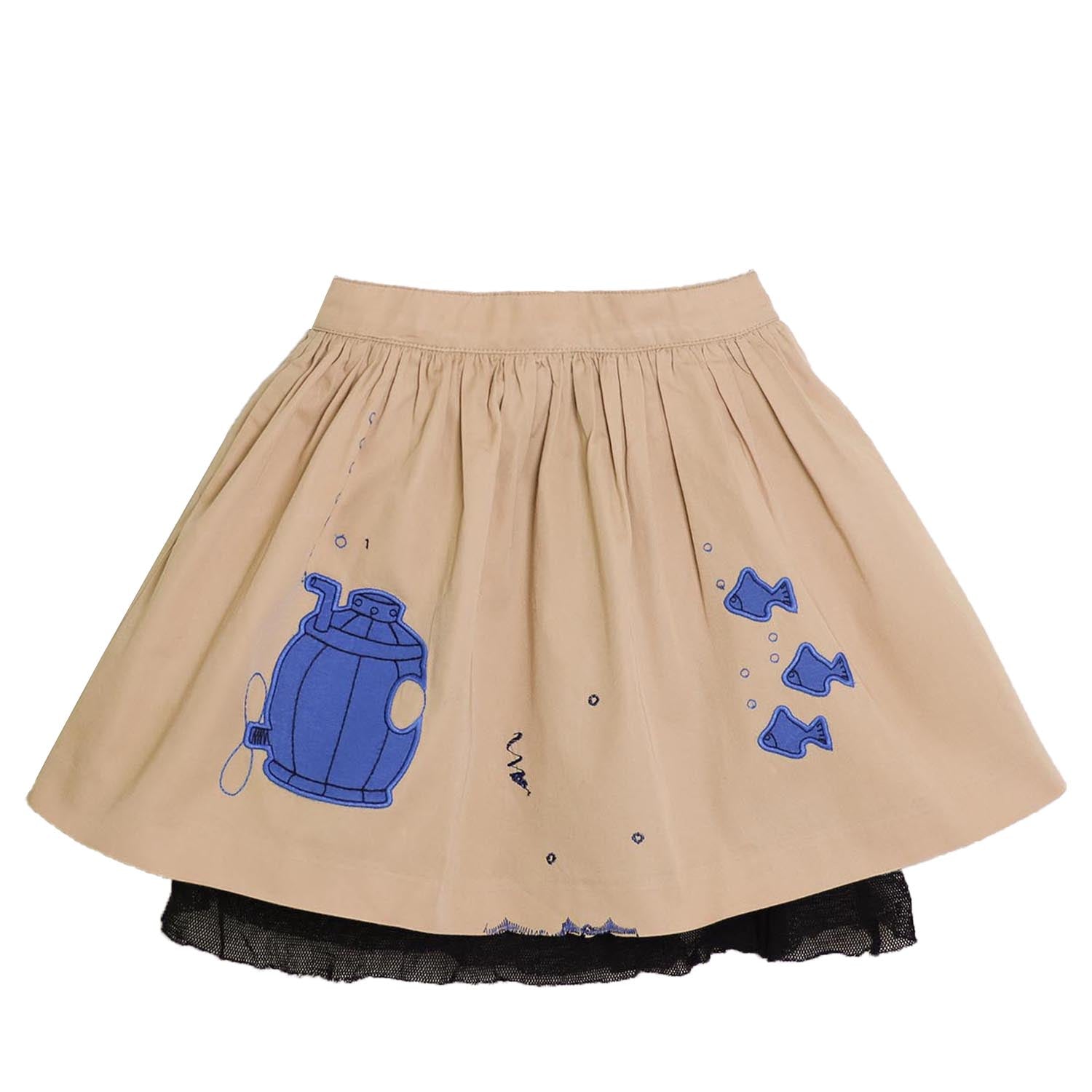 MAGIC MENDING PRELOVED Beige Cotton Skirt with Submarine, 6 years-0