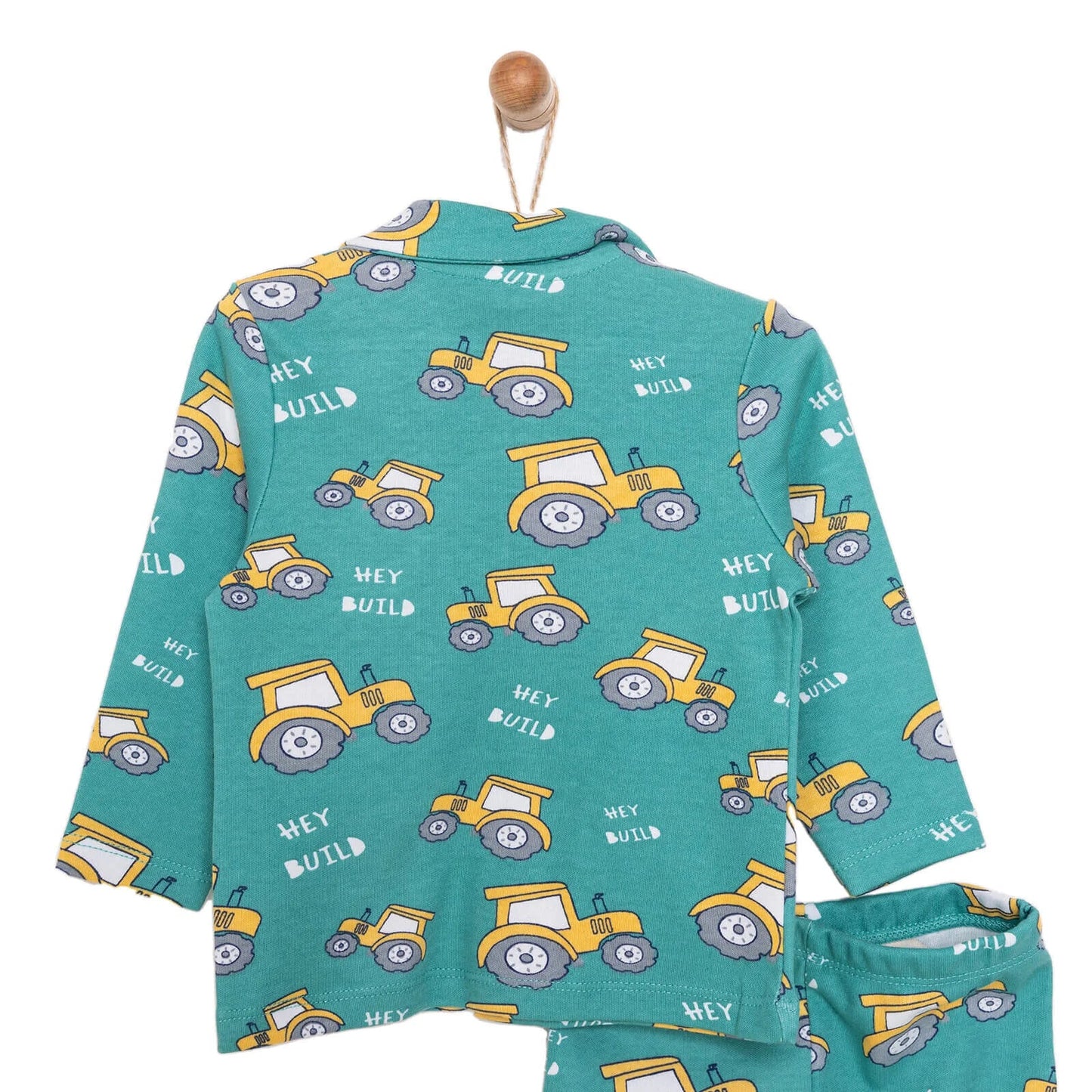 HelloBaby Baby Boy Tractor Patterned Collar Pyjamas 2 pcs - Green