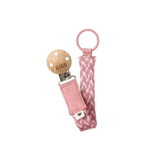BIBS Soother Clip Braided - Dusty Pink & Baby Pink