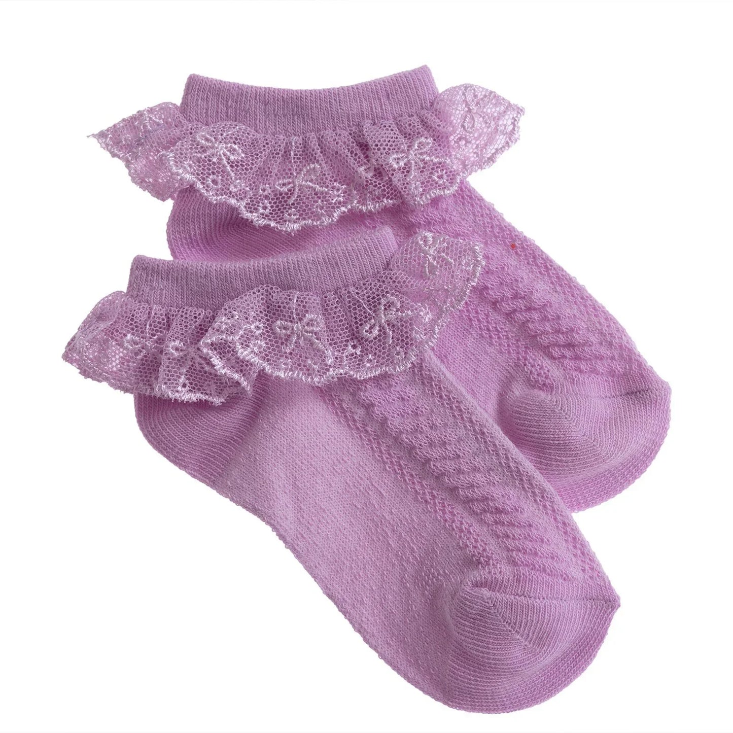 HelloBaby Girl Socks with Lace - Purple