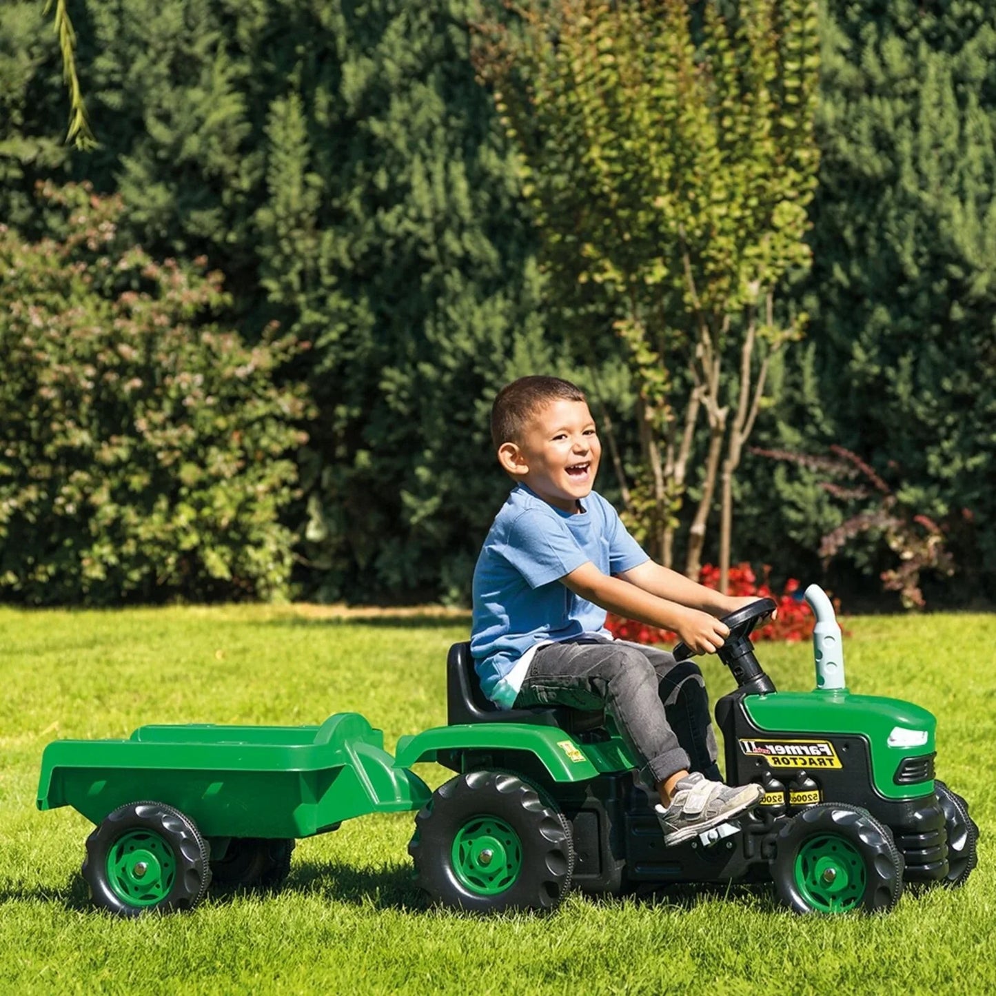 Dolu Ride On Pedal Tractor & Trailer - Green