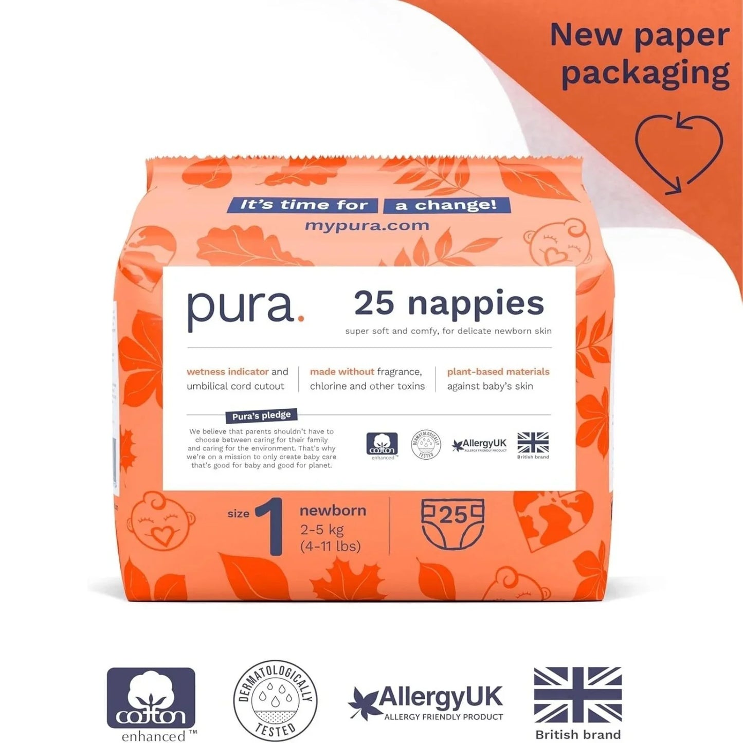 Pura Eco Nappy Size 1 - 25 nappies