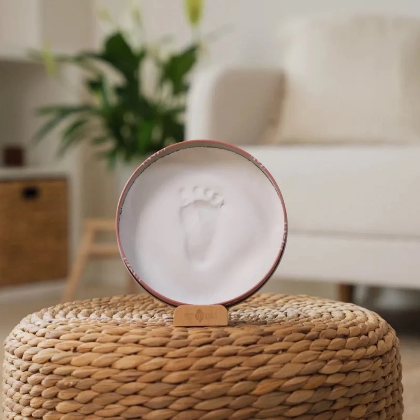 Petit Artichaut Baby Hand & Foot Imprints Round Box - Rainbow Terracotta