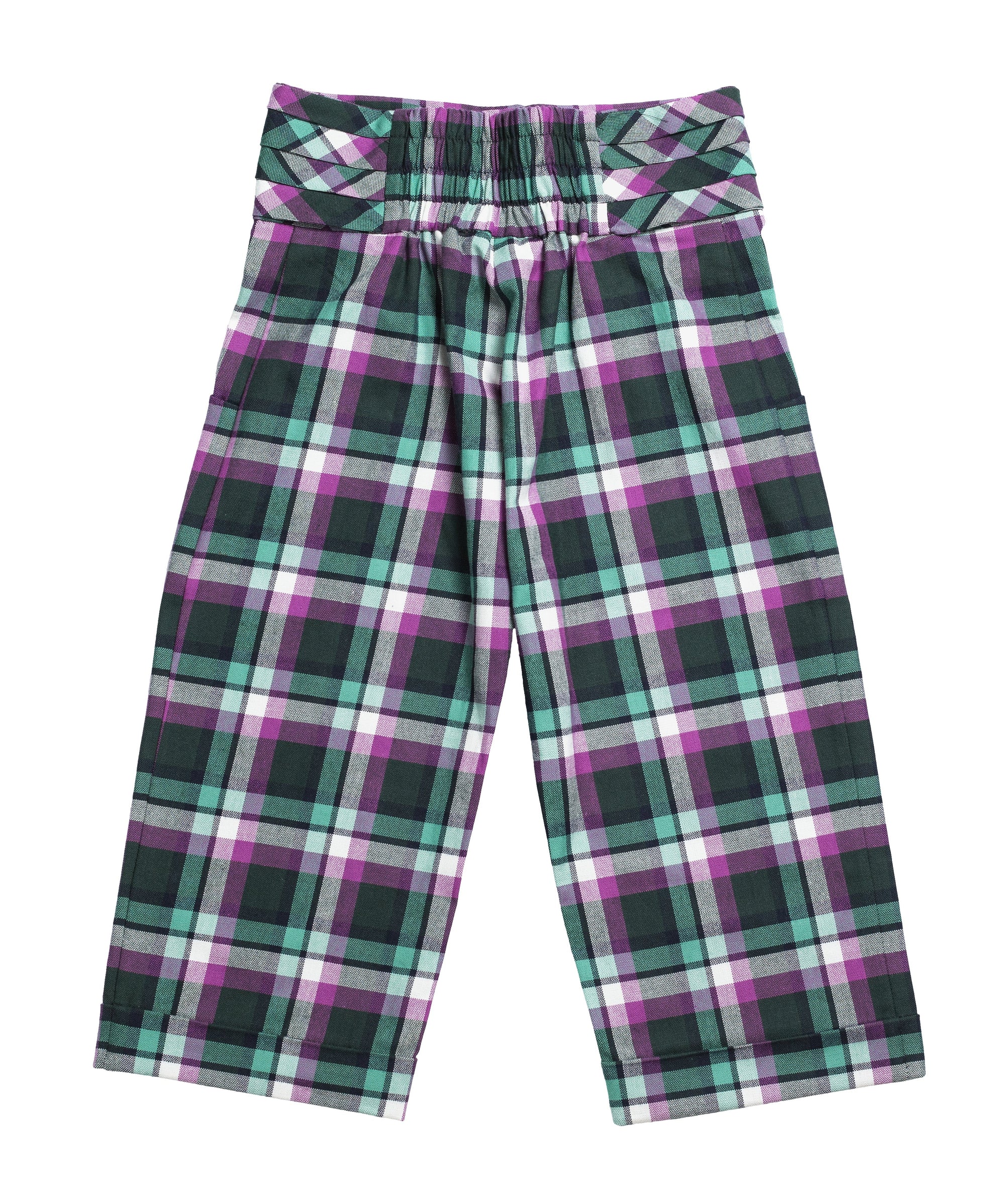 Tartan Pleated Belt Pants-2