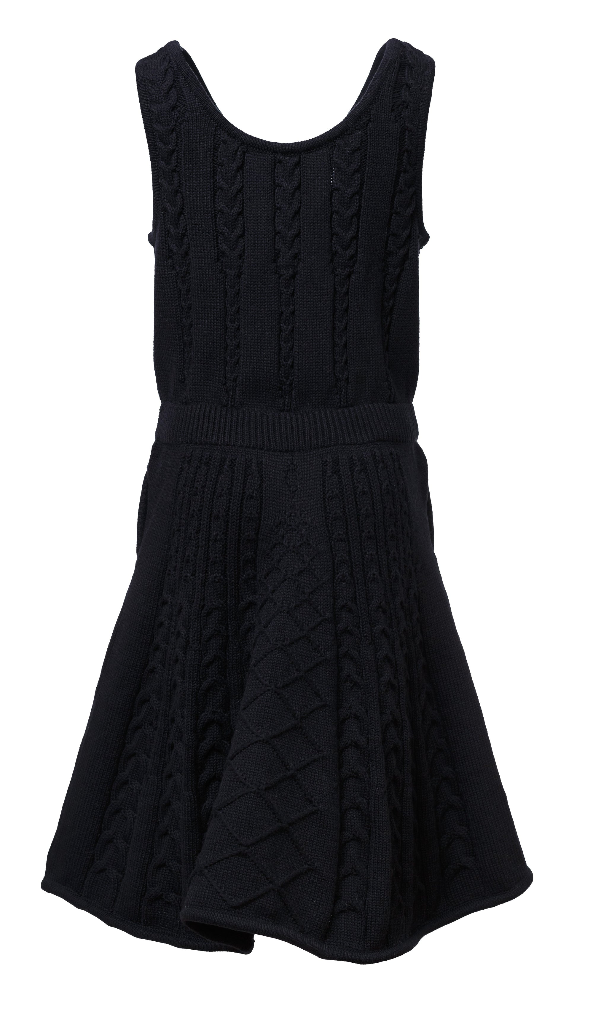 Black Cable Knit Dress for Girls-1