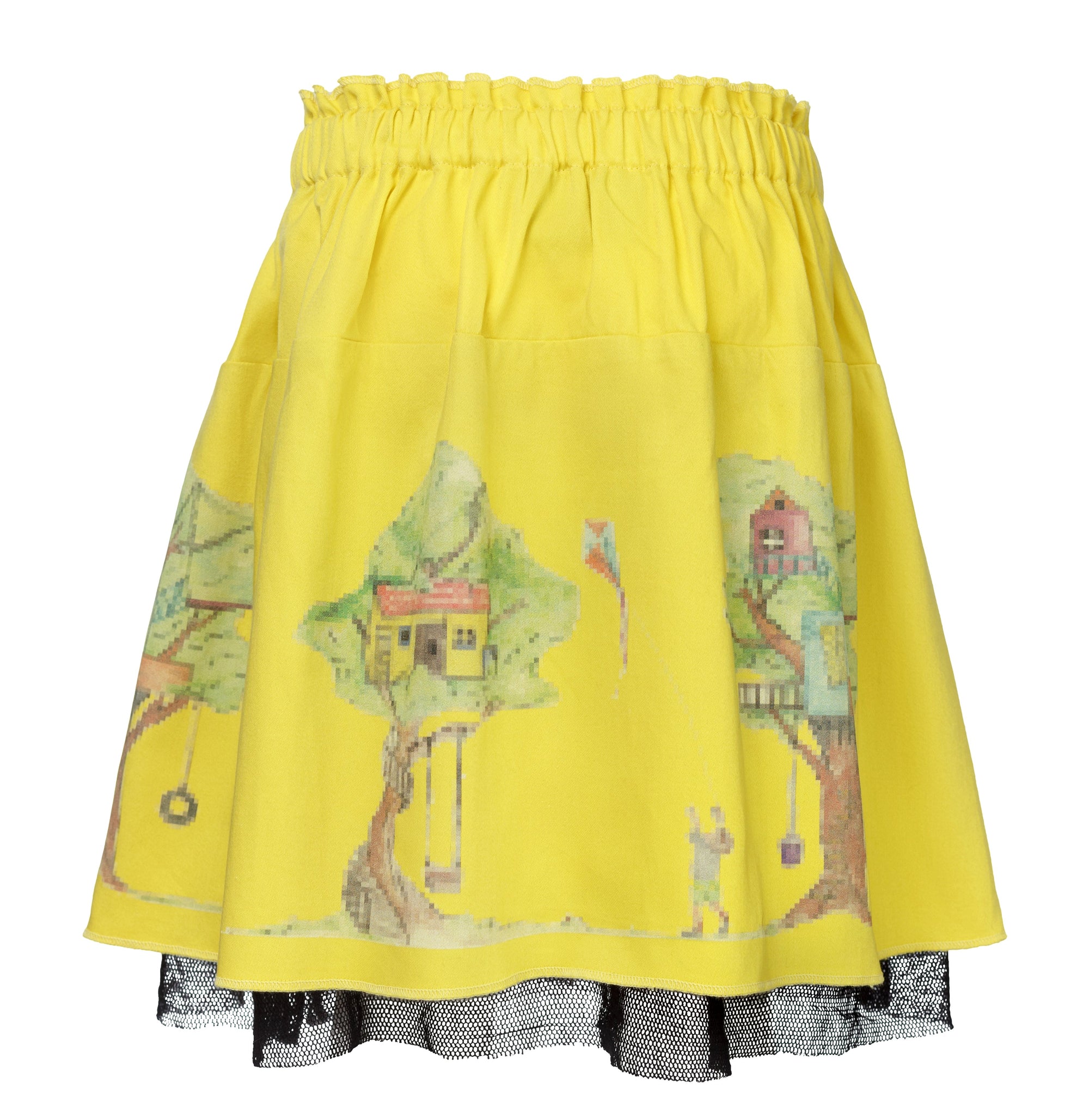 Yellow Skirt with Treehouse Print-2