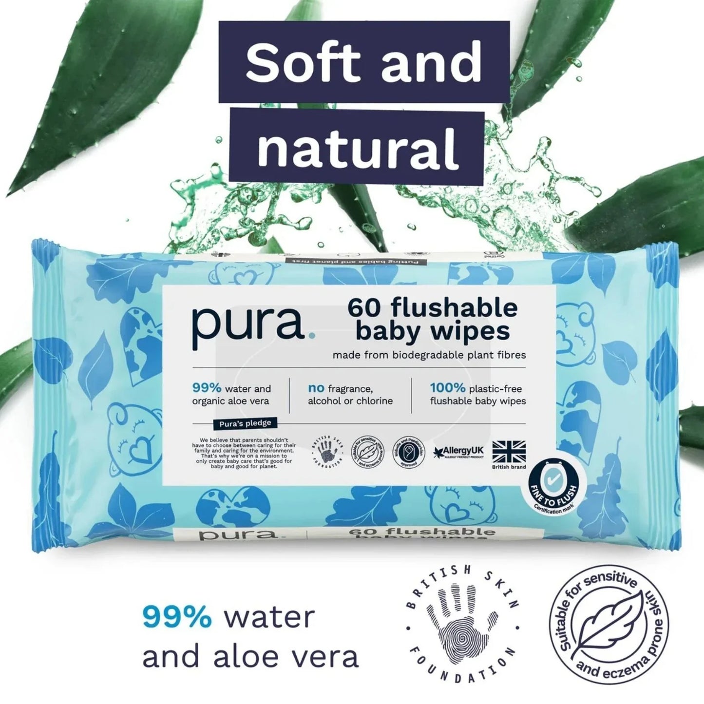 Pura Wipes Flushable 60 pcs
