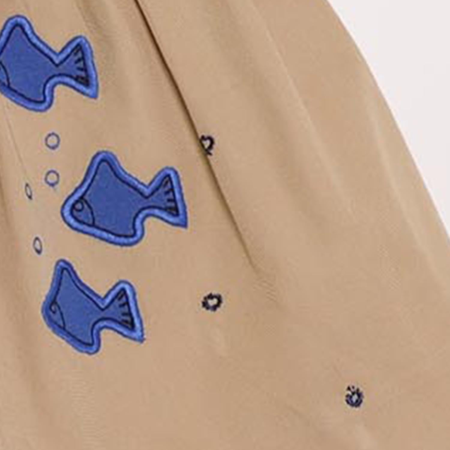 MAGIC MENDING PRELOVED Beige Cotton Skirt with Submarine, 2 years-2